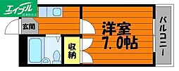 マンションハピネス 1Kの間取図画像