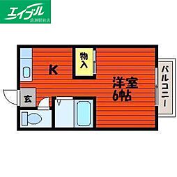 ブルーベル 1Kの間取図画像