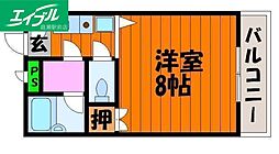 プリメゾン岡山南方 1Kの間取図画像