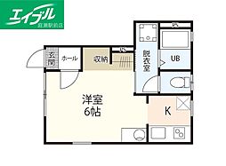 gran marry下伊福 1Kの間取図画像