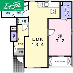 マーベラス・フラン 1LDKの間取図画像