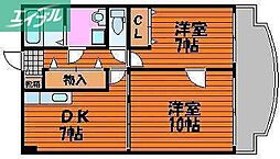 アークハイツ鹿田 2DKの間取図画像