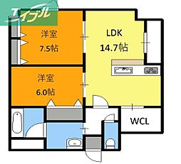ベンハウス西川緑道公園 2LDKの間取図画像