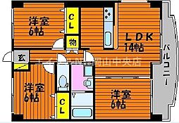 アークハイツ鹿田 12階3LDKの間取り