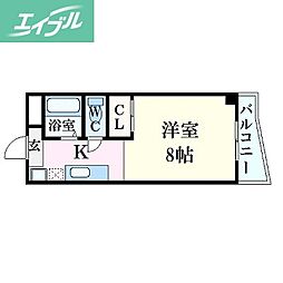 パルティール21 1Kの間取図画像
