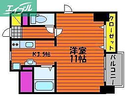 カーサ・フィオーレ表町 8階1Kの間取り