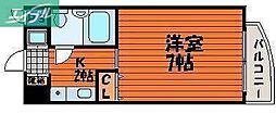 アルファ京町 1Kの間取図画像