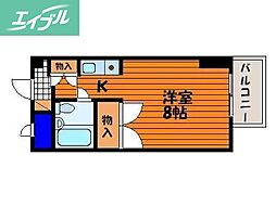 アルファ大供 4階1Kの間取り