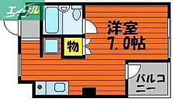 ノーブルハイツ鹿田 5階1Kの間取り