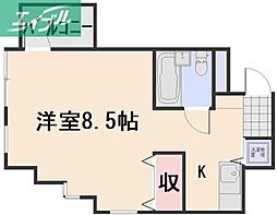 セシルタワー 6階1Kの間取り