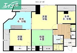 柳町マンション 2LDKの間取図画像