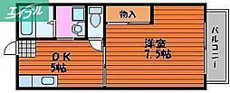 メゾンウィスパー3 1DKの間取図画像
