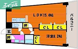 エクセルメゾン岡山 1LDKの間取図画像