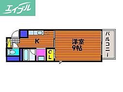 アミスタダイク 1Kの間取図画像