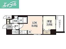 S-RESIDENCE表町 1LDKの間取図画像