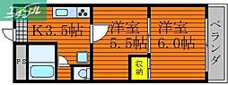 メゾン・ド・ベル・プレ京町 2Kの間取図画像