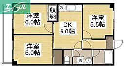 成広京町マンション 3DKの間取図画像