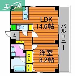 ボヌールスクエアアコオ5番館 1LDKの間取図画像