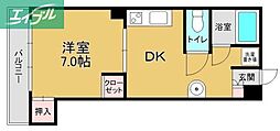 エバーグリーン磨屋町 1DKの間取図画像