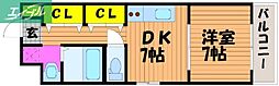 COCO中島田 1DKの間取図画像
