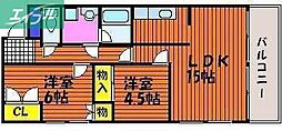 旭川スカイハイツ 2LDKの間取図画像
