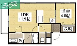 ミモザヒルズ大雲寺 1LDKの間取図画像
