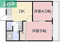 メゾンMK神田 2DKの間取図画像