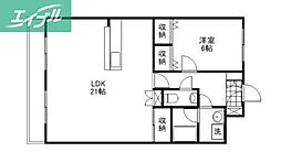 はるなガーデン 1LDKの間取図画像