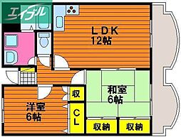 翔阿園マンション 2LDKの間取図画像
