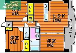 アークハイツ鹿田 3LDKの間取図画像