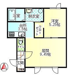 ウィステリア1 1LDKの間取図画像