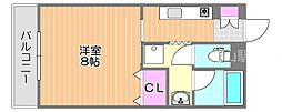 はなはうす門田二番館 1Kの間取図画像