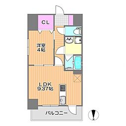 岡山市北区富田町2丁目マンション 1LDKの間取図画像