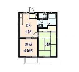 ピア福田 2DKの間取図画像