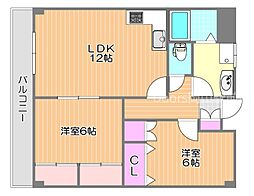 翔阿園マンション 2LDKの間取図画像