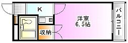 ウイング倉敷 1Kの間取図画像
