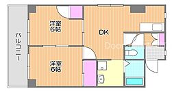岡山二の丸ビル 2DKの間取図画像