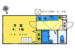 プアメリア ワンルームの間取図画像