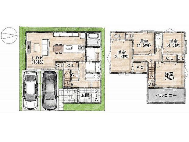 【参考プラン間取り図】級建築士×女性コーディネーター監修『ママに嬉しい家事ラク動線』設計