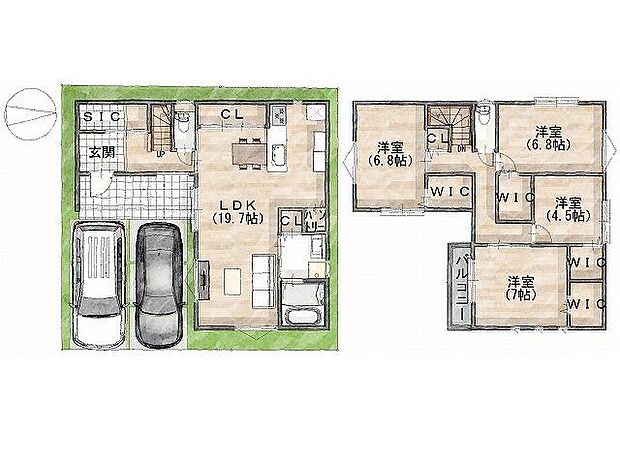 【参考プラン間取り図】級建築士×女性コーディネーター監修『ママに嬉しい家事ラク動線』設計