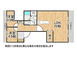 香里ケ丘ガーデンハイツ1 2LDKの間取図画像