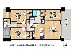 コスモシティガーデンズ香里園 3LDKの間取図画像