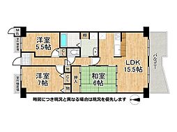 アドリーム交野南1棟 3LDKの間取図画像