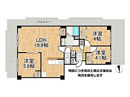 朝日プラザ枚方公園A棟 3LDKの間取図画像
