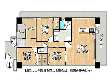 3LDK+Sのゆとりある間取り。WICやSICなど収納が充実しており、LDKも広々としています。