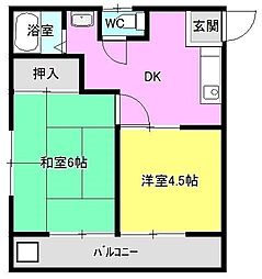 メゾンハシモト 2DKの間取図画像