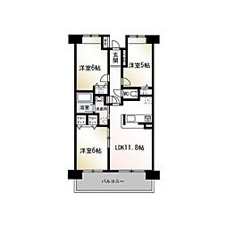 グランビューヒルズ 3LDKの間取図画像