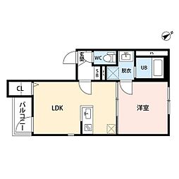 メゾンド・モカ箱崎宮前 1LDKの間取図画像