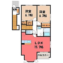 JR東北本線 小山駅 バス11分 たいらや前下車 徒歩6分 2階/-
