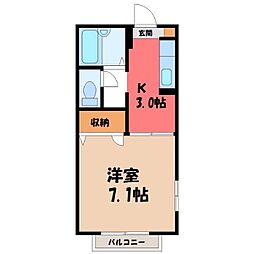 サンハイツ3 1Kの間取図画像
